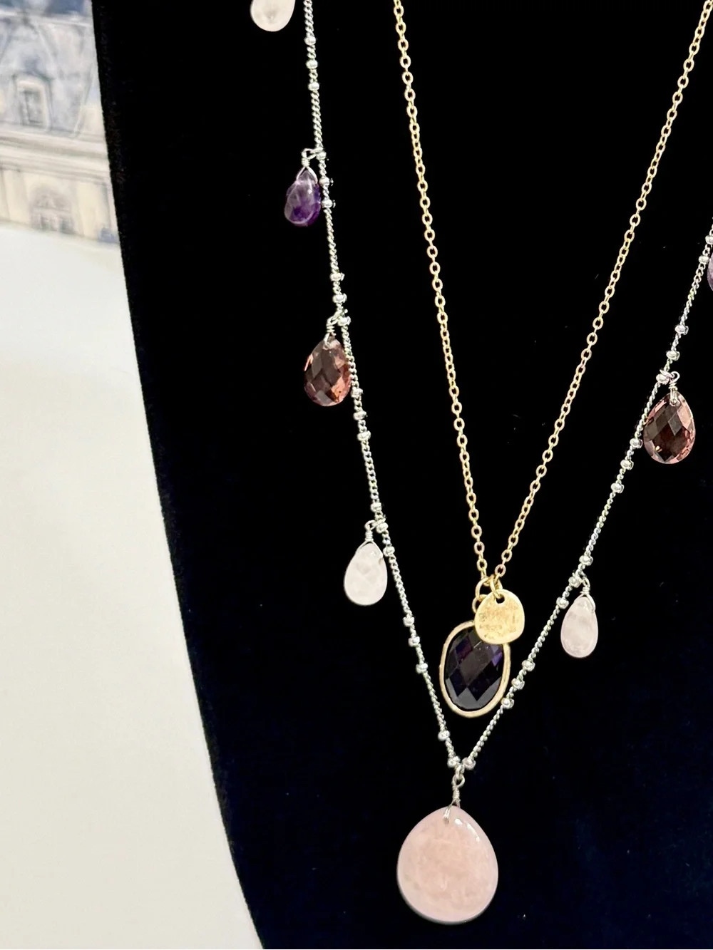 J. Jill Pink & Purple Two-Tone Long Layered Necklace New